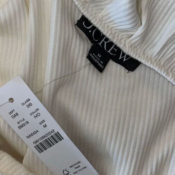 J.Crew‎ Womens Ribbed Ruffled Neck One Shoulder Top Blouse Cream Size Medium NWT - Picture 6 of 9